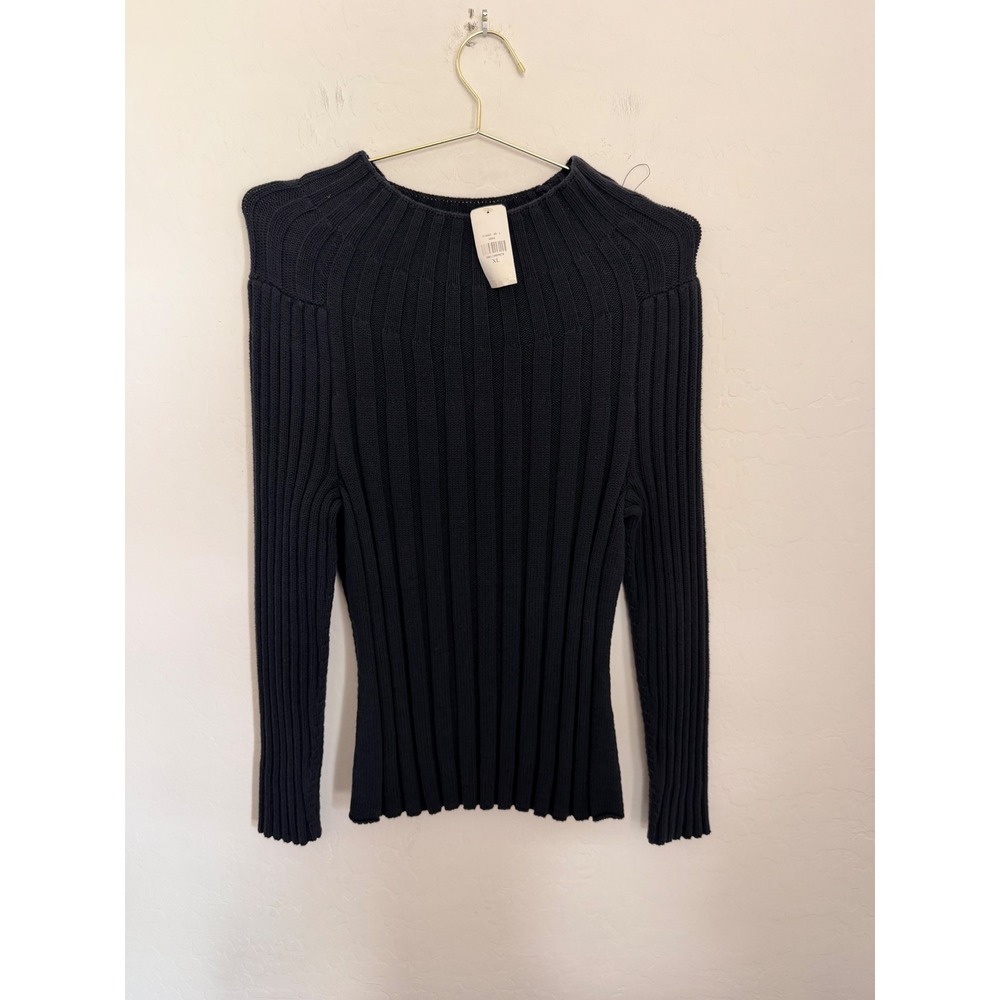 Banana Republic Navy Blue Ribbed Knit Minimalist Sweater XL Womens Long Sleeve